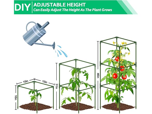 WLLEYAY 3 Pack Square Tomato Cages