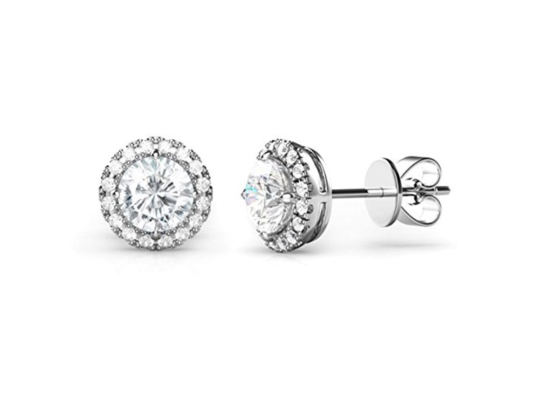 AAA IGT-DAAS-DES246 Sterling Silver Halo Stud Earrngs Silver