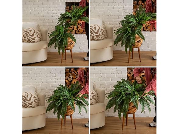 Nearly Natural 40 in Artificial Boston Fern Indoor Plant (Set of 2)