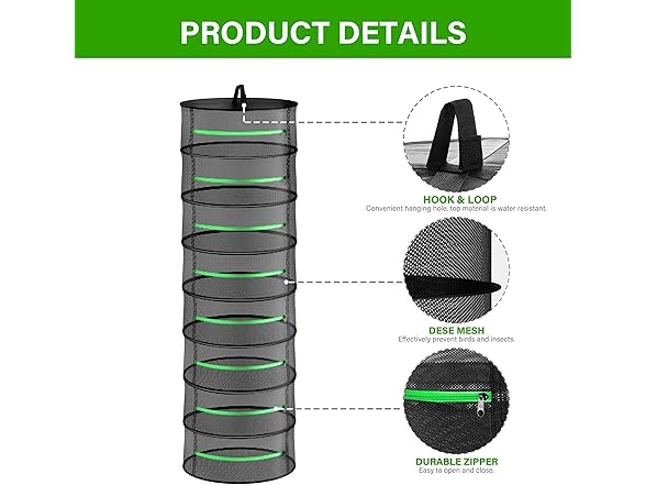 iPower 2ft 8-Layer Hanging Herb Mesh Rack
