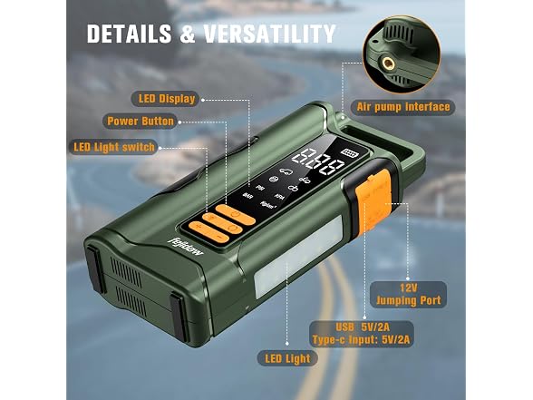 fejidaw Jump Starter with Air Compressor