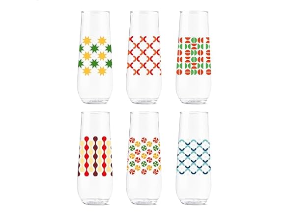 TOSSWARE 9oz Christmas Plastic Flute 6Pk