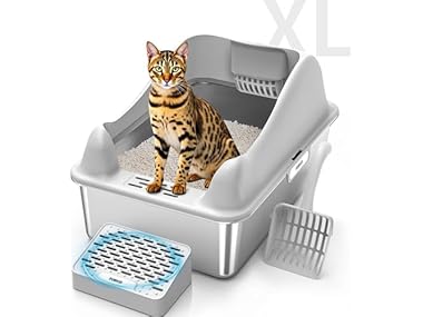 $39.99, Was $89.99, 55% Off! High Sided Stainless Cat Litter Pan dealfomo