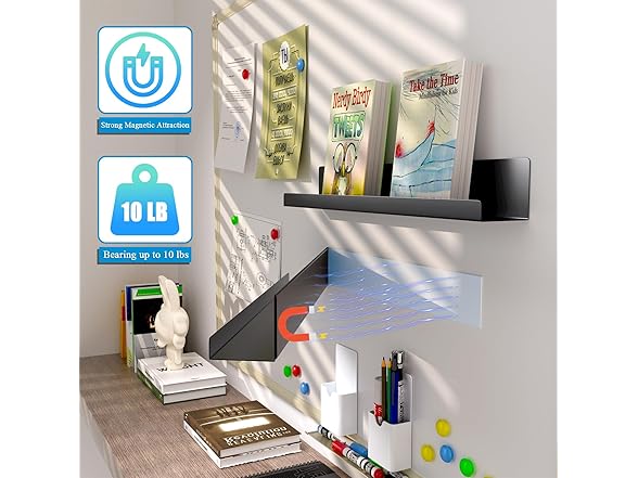 Magnetic Book Shelf 2pk Metal