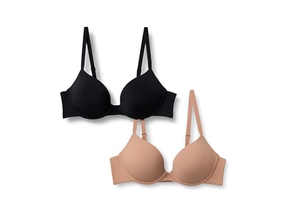 Lined Push Up Plunge Bra, Pack of 2