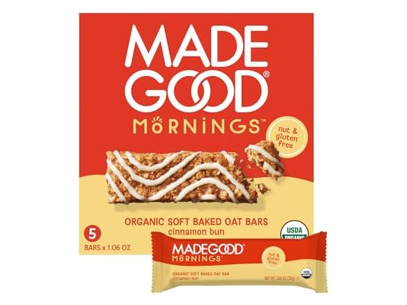 5CT MadeGood Morning Cinnamon Bun Bars, 5.3 oz.
