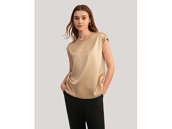 LilySilk Women (L) Tops Ladies Light Camel /12
