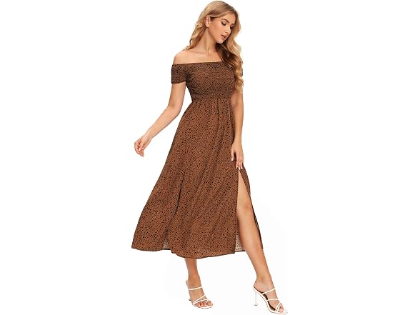 Floerns Women (M) Boho Off Shoulder Split Dress