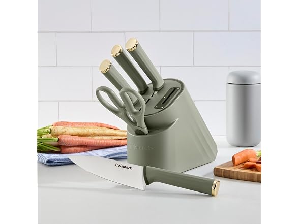 Artisan Elite Stainless Steel Cutlery 6 Piece Knife Block Set, Green