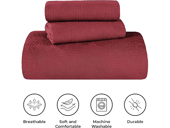 Superior Cotton Bedspread Set, Jacquard Medallion Scroll
