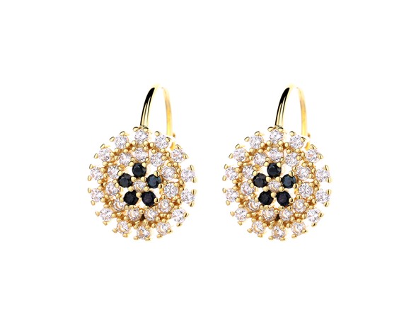 14K Gold Flower Huggie Earrings