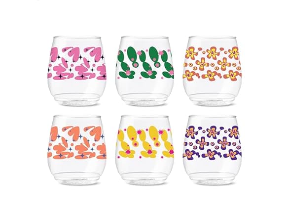 TOSSWARE 14oz Retro Plastic Glass 6Pk