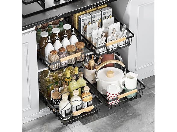 Takywep Pull Out Cabinet Organizer White