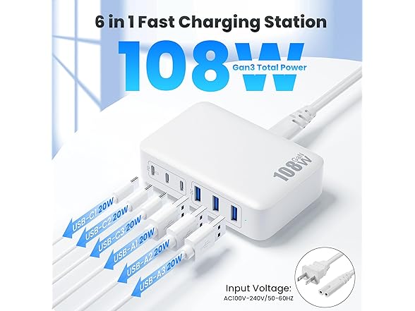 108W USB C Charger Block Station - Gallery 2