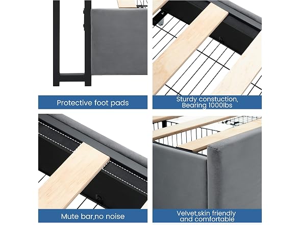 IDEALHOUSE Full Bed, 4 Drawers, Grey