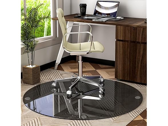Round Tempered Glass Chair Mat