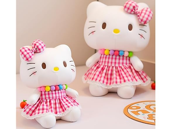 12" Kitty Plush Toy with Pink Dress