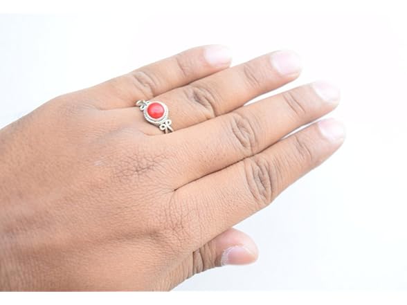 Navya Silver Shop Coral Stone Ring