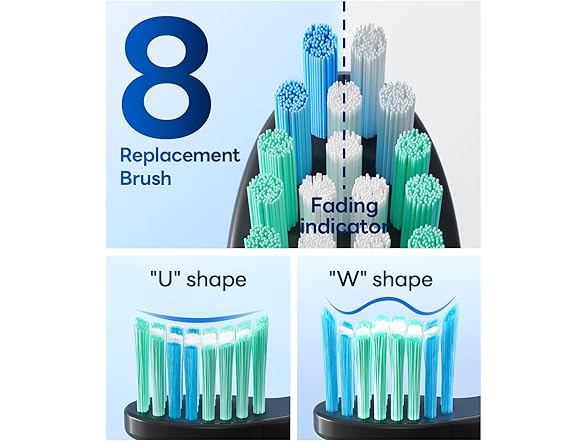 Bymore Electric Toothbrush with 8 Replacement Heads