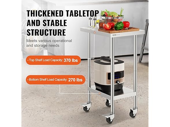 VEVOR Stainless Steel Work Table 24 x 18 x 38 Inch