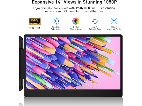 Laptop Screen Extender – 14" Portable Monitor for Laptop