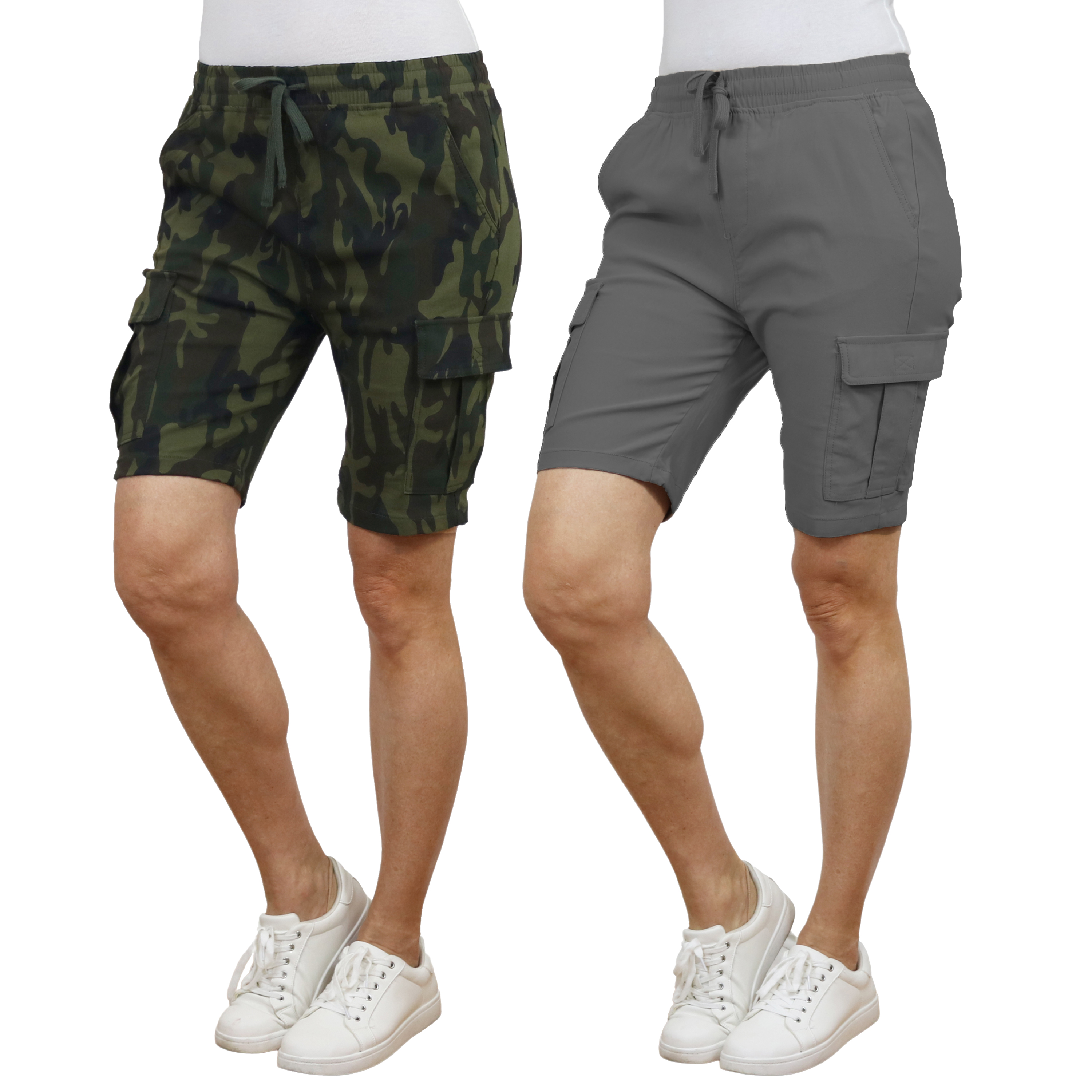 2Pk Womens Super Stretch Cargo Shorts - Gallery 21