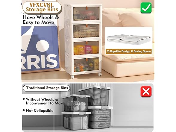 YFXCVSL 4 Tier Plastic Storage Bins