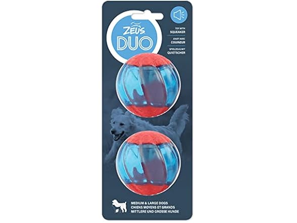 ZEUS Duo Balls with Squeaker, Interactiv