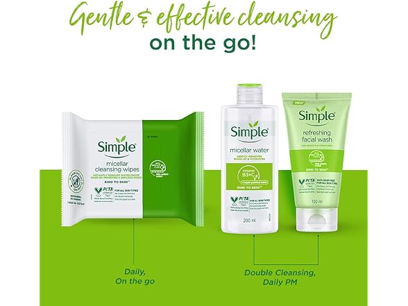 Simple Micellar Cleansing Facial Wipes 25 Wipes