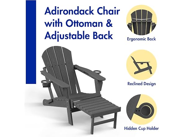 BRIOPAWS Folding Adirondack Chair - Gallery 6