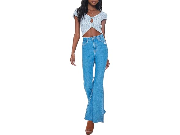 Forever 21 (S) Linen-Blend Cutout Crop Top