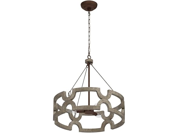 KSANA Farmhouse Chandelier, Wood Drum 19.5” X 21”