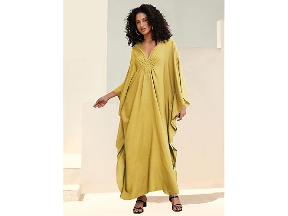 Edolynsa Women (OS) Casual Kaftan Beach Up Dress