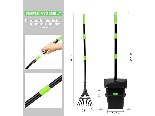 twocorn Pooper Scooper w/Swivel Bin & Rake