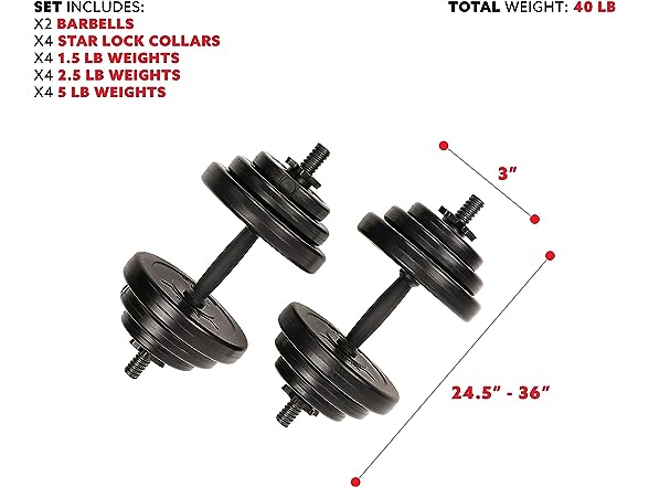 Sunny Health & Fitness Exercise Vinyl 40 Lb Set