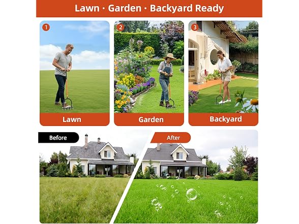 GAINO Manual Lawn Aerator Tool 15 Spikes