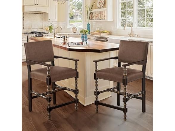 Cozyman Counter Height Bar Stools Set of 2, 26''French Leath (Open Box)