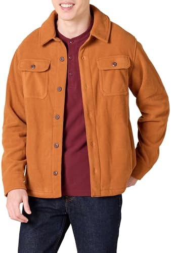 Amazon Essentials Men's Long-Sleeve Polar Fleece Shirt Jacket, Nutmeg, X-Small