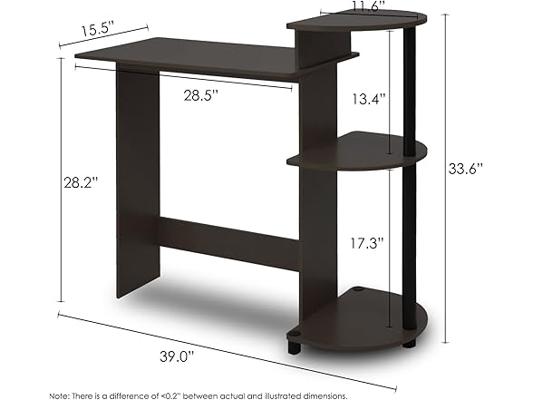 Furinno Compact Computer Desk with Shelves