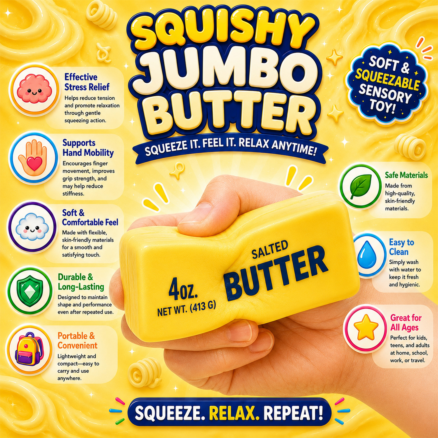 Twilight Squishy Sensory Toys Jumbo Butter, 3PK - Gallery 9