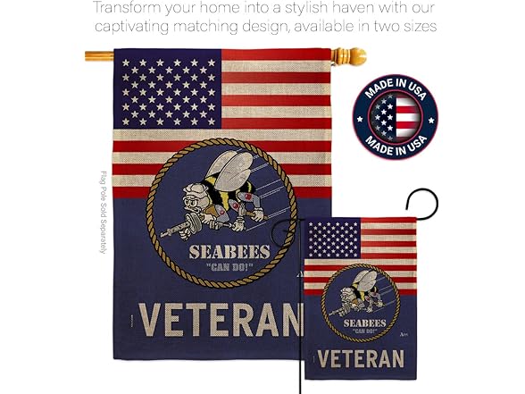 US Seabees Veteran Flag