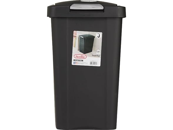 Sterilite 7.5 Gal. Black TouchTop Wastebasket