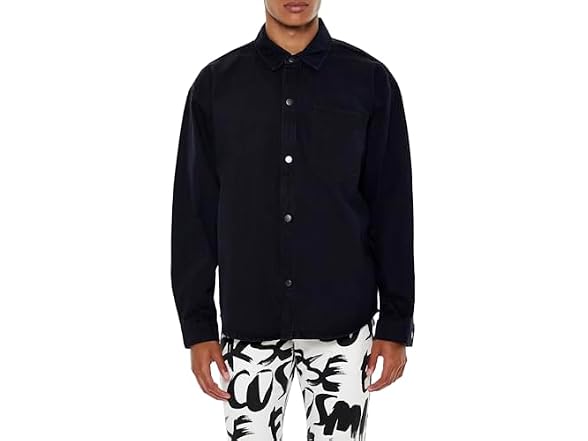 Forever 21 Women's (L) Cotton Curved-Hem Shirt Bla
