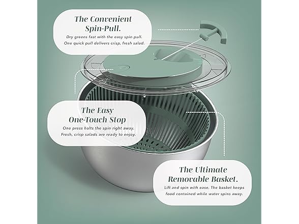 COOK WITH COLOR Stainless Steel Salad Spinner - 5 Qt.