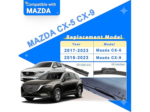 RAINTOK Windshield Wipers for Mazda, 3pk