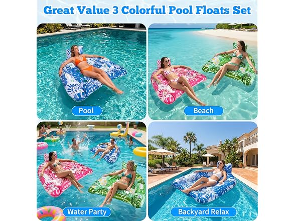 Ornnut XL Pool Floats Adult 3 Packs