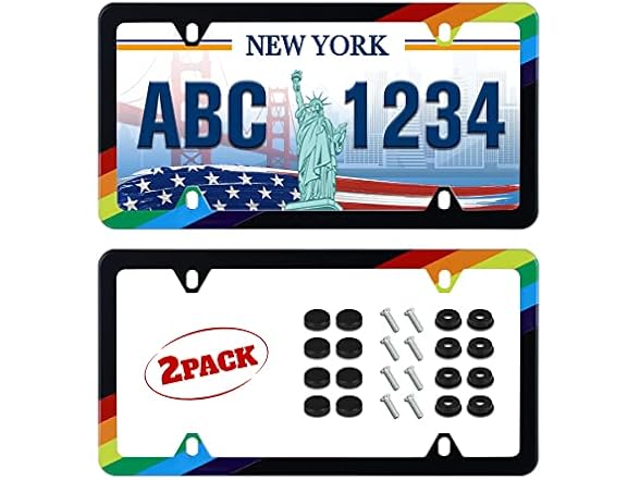 Rainbow Pride License Plate Frame 2Pk
