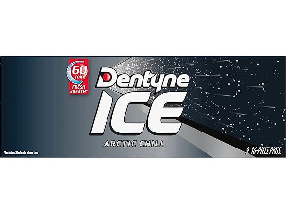 Dentyne Ice Arctic Chill Sugar Free Gum, 9 Packs of 16 Pieces (144 Total Pieces)