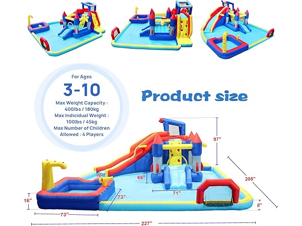Hipicute Inflatable Waterslide Park Kit
