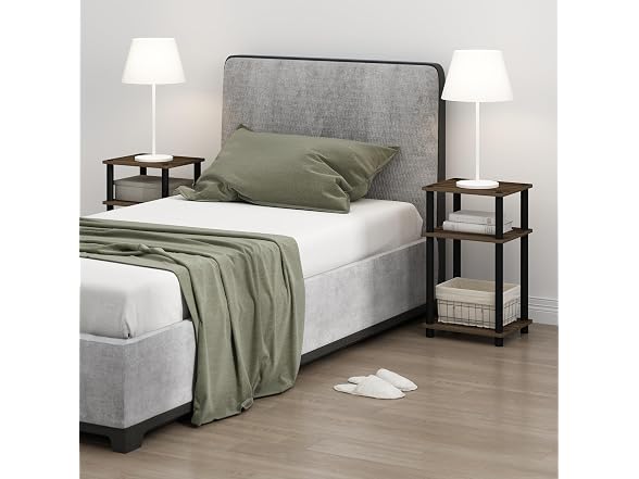 Furinno JUST Side Table 3-Tier Walnut